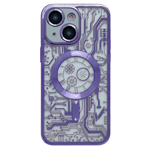 Electroplated Circuit Board Pattern MagSafe Phone Case, For iPhone 14 Plus, For iPhone 14, For iPhone 14 Pro, For iPhone 14 Pro Max, For iPhone 13 Pro Max, For iPhone 13 Pro