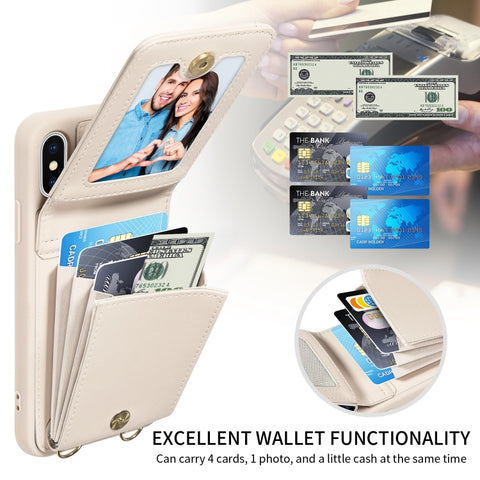 Crossbody Lanyard Zipper Wallet Leather Phone Case, For iPhone XS Max, For iPhone 7 Plus / 8 Plus