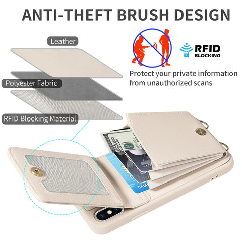 Crossbody Lanyard Zipper Wallet Leather Phone Case, For iPhone XS Max, For iPhone 7 Plus / 8 Plus