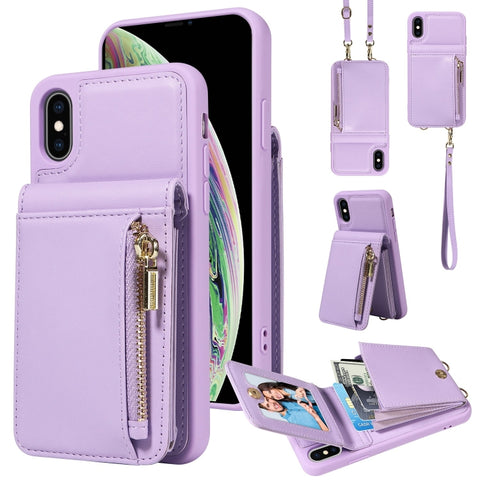 Crossbody Lanyard Zipper Wallet Leather Phone Case, For iPhone XS Max, For iPhone 7 Plus / 8 Plus