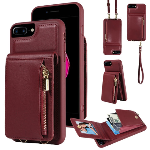 Crossbody Lanyard Zipper Wallet Leather Phone Case, For iPhone XS Max, For iPhone 7 Plus / 8 Plus