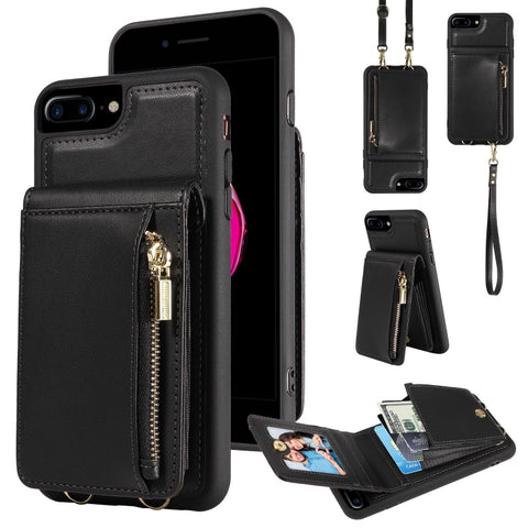 Crossbody Lanyard Zipper Wallet Leather Phone Case, For iPhone XS Max, For iPhone 7 Plus / 8 Plus