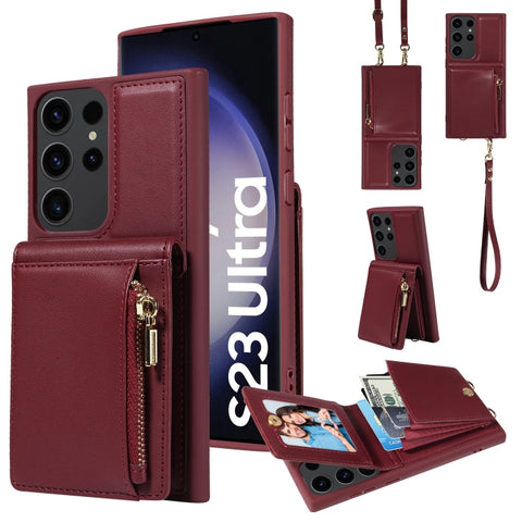 Crossbody Lanyard Zipper Wallet Leather Phone Case, For Samsung Galaxy S24 Ultra 5G, For Samsung Galaxy S23 FE 5G, For Samsung Galaxy S23 Ultra 5G, For Samsung Galaxy S23+ 5G, For Samsung Galaxy A13 4G / 5G, For Samsung Galaxy S22 Ultra 5G             ...