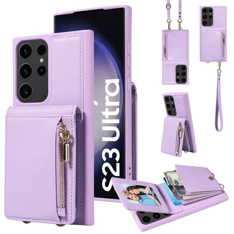 Crossbody Lanyard Zipper Wallet Leather Phone Case, For Samsung Galaxy S24 Ultra 5G, For Samsung Galaxy S23 FE 5G, For Samsung Galaxy S23 Ultra 5G, For Samsung Galaxy S23+ 5G, For Samsung Galaxy A13 4G / 5G, For Samsung Galaxy S22 Ultra 5G             ...