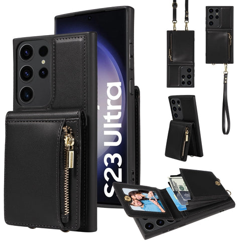 Crossbody Lanyard Zipper Wallet Leather Phone Case, For Samsung Galaxy S24 Ultra 5G, For Samsung Galaxy S23 FE 5G, For Samsung Galaxy S23 Ultra 5G, For Samsung Galaxy S23+ 5G, For Samsung Galaxy A13 4G / 5G, For Samsung Galaxy S22 Ultra 5G             ...