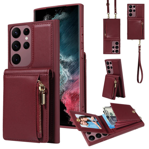 Crossbody Lanyard Zipper Wallet Leather Phone Case, For Samsung Galaxy S24 Ultra 5G, For Samsung Galaxy S23 FE 5G, For Samsung Galaxy S23 Ultra 5G, For Samsung Galaxy S23+ 5G, For Samsung Galaxy A13 4G / 5G, For Samsung Galaxy S22 Ultra 5G             ...