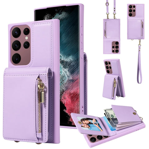 Crossbody Lanyard Zipper Wallet Leather Phone Case, For Samsung Galaxy S24 Ultra 5G, For Samsung Galaxy S23 FE 5G, For Samsung Galaxy S23 Ultra 5G, For Samsung Galaxy S23+ 5G, For Samsung Galaxy A13 4G / 5G, For Samsung Galaxy S22 Ultra 5G             ...