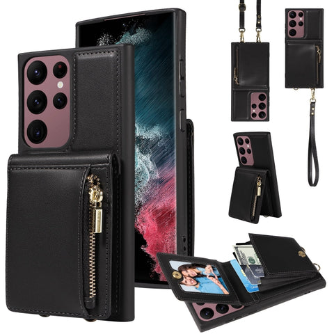 Crossbody Lanyard Zipper Wallet Leather Phone Case, For Samsung Galaxy S24 Ultra 5G, For Samsung Galaxy S23 FE 5G, For Samsung Galaxy S23 Ultra 5G, For Samsung Galaxy S23+ 5G, For Samsung Galaxy A13 4G / 5G, For Samsung Galaxy S22 Ultra 5G             ...