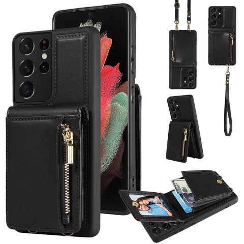 Crossbody Lanyard Zipper Wallet Leather Phone Case, For Samsung Galaxy S24 Ultra 5G, For Samsung Galaxy S23 FE 5G, For Samsung Galaxy S23 Ultra 5G, For Samsung Galaxy S23+ 5G, For Samsung Galaxy A13 4G / 5G, For Samsung Galaxy S22 Ultra 5G             ...