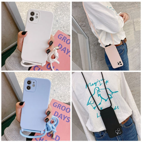 Crossbody Lanyard Liquid Silicone Case, For iPhone 17 Pro Max, For iPhone 17 Pro, For iPhone 17, For iPhone Air
