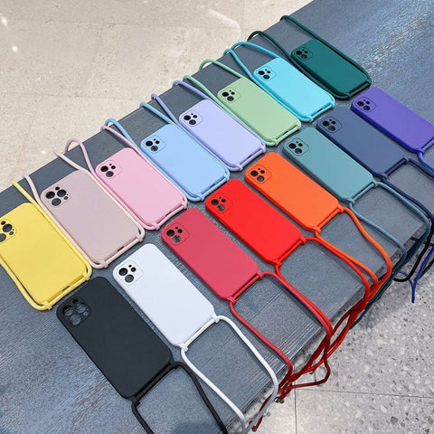 Crossbody Lanyard Liquid Silicone Case, For iPhone 16 Pro Max, For iPhone 16 Pro, For iPhone 16 Plus