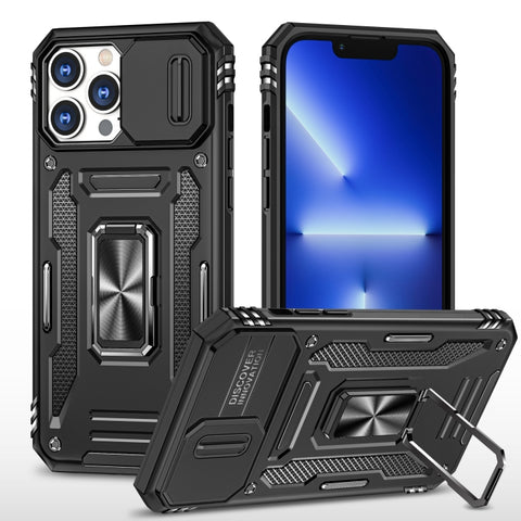 Armor PC + TPU Camera Shield Phone Case, For iPhone 16 Pro, For iPhone 16 Plus, For iPhone 16, For iPhone 15 Pro Max, For iPhone 15 Pro, For iPhone 15 Plus