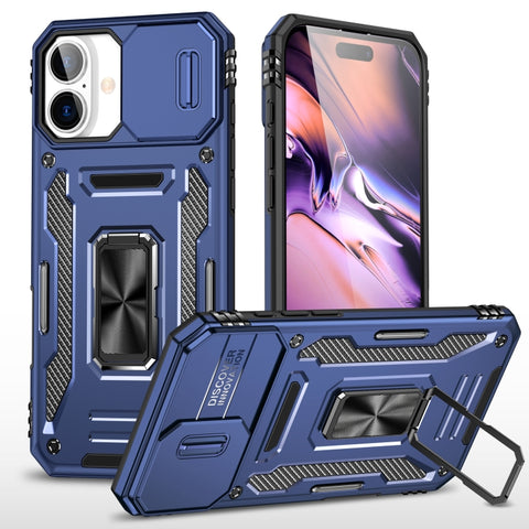 Armor PC + TPU Camera Shield Phone Case, For iPhone 16 Pro, For iPhone 16 Plus, For iPhone 16, For iPhone 15 Pro Max, For iPhone 15 Pro, For iPhone 15 Plus