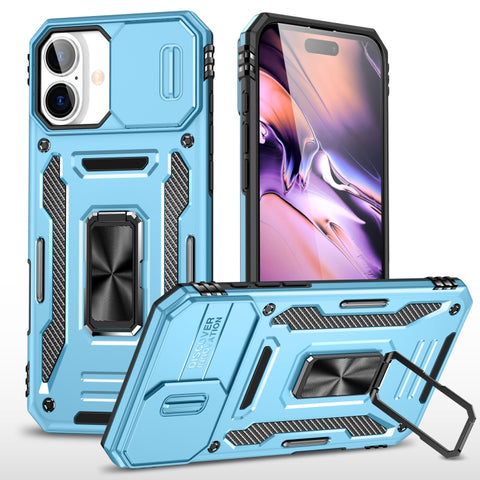Armor PC + TPU Camera Shield Phone Case, For iPhone 16 Pro, For iPhone 16 Plus, For iPhone 16, For iPhone 15 Pro Max, For iPhone 15 Pro, For iPhone 15 Plus