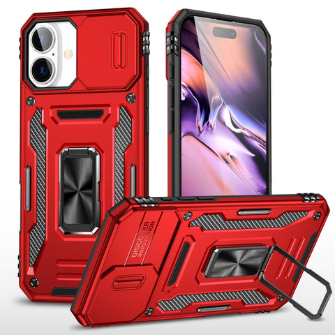 Armor PC + TPU Camera Shield Phone Case, For iPhone 16 Pro, For iPhone 16 Plus, For iPhone 16, For iPhone 15 Pro Max, For iPhone 15 Pro, For iPhone 15 Plus