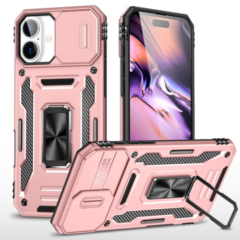 Armor PC + TPU Camera Shield Phone Case, For iPhone 16 Pro, For iPhone 16 Plus, For iPhone 16, For iPhone 15 Pro Max, For iPhone 15 Pro, For iPhone 15 Plus
