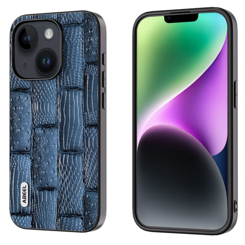 ABEEL Genuine Leather Mahjong Pattern Black Edge Phone Case, For iPhone 15 Pro Max, For iPhone 15 Pro, For iPhone 15 Plus, For iPhone 15