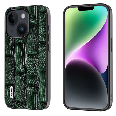 ABEEL Genuine Leather Mahjong Pattern Black Edge Phone Case, For iPhone 15 Pro Max, For iPhone 15 Pro, For iPhone 15 Plus, For iPhone 15