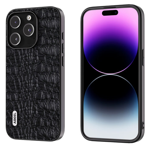 ABEEL Genuine Leather Canopy Black Edge Phone Case, For iPhone 15 Pro Max, For iPhone 15 Pro, For iPhone 15 Plus, For iPhone 15