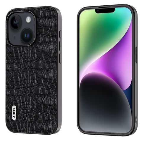 ABEEL Genuine Leather Canopy Black Edge Phone Case, For iPhone 15 Pro Max, For iPhone 15 Pro, For iPhone 15 Plus, For iPhone 15