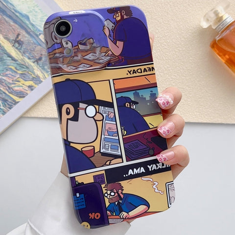 Painted Pattern Precise Hole PC Phone Case, For iPhone XR