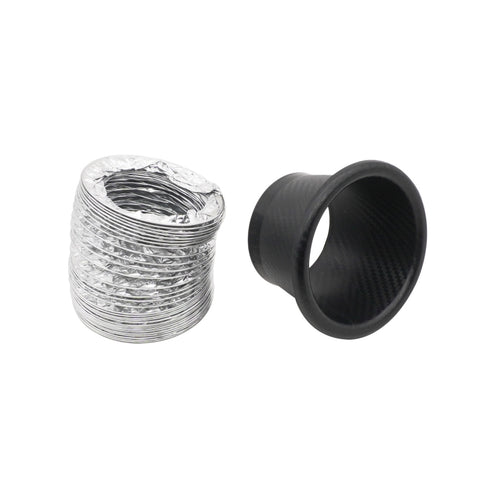XH-UN099 Carbon Fiber Car Front Bumper Turbo Air Intake Inlet Pipe Air Funnel Kit, Round, Square