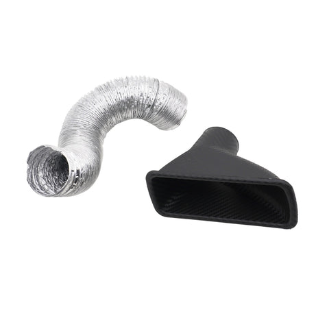 XH-UN099 Carbon Fiber Car Front Bumper Turbo Air Intake Inlet Pipe Air Funnel Kit, Round, Square
