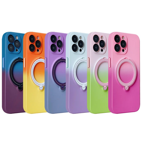 Gradient TPU MagSafe Holder Phone Case, For iPhone 14 Plus, For iPhone 14, For iPhone 14 Pro, For iPhone 14 Pro Max, For iPhone 13 Pro Max, For iPhone 13 Pro, For iPhone 13, For iPhone 12
