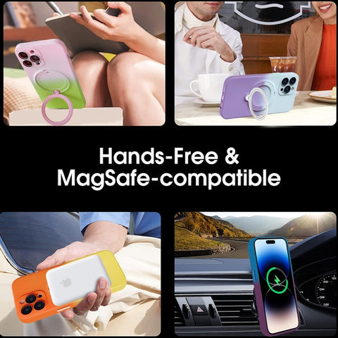 Gradient TPU MagSafe Holder Phone Case, For iPhone 14 Plus, For iPhone 14, For iPhone 14 Pro, For iPhone 14 Pro Max, For iPhone 13 Pro Max, For iPhone 13 Pro, For iPhone 13, For iPhone 12