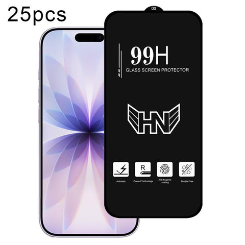 25pcs High Aluminum Large Arc Full Screen Tempered Glass Film, For iPhone 18 Pro / 17 Pro, For iPhone 18 Pro Max / 17 Pro Max, For iPhone 17, For iPhone Air, For iPhone 16 Pro Max, For iPhone 16 Pro, For iPhone 16 Plus, For iPhone 16                   ...