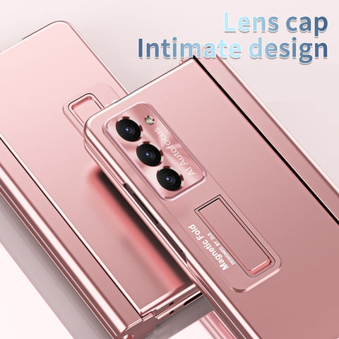 Electroplating Corrugated Hinge Folding Phone Case with Pen Slot, For Samsung Galaxy Z Fold5