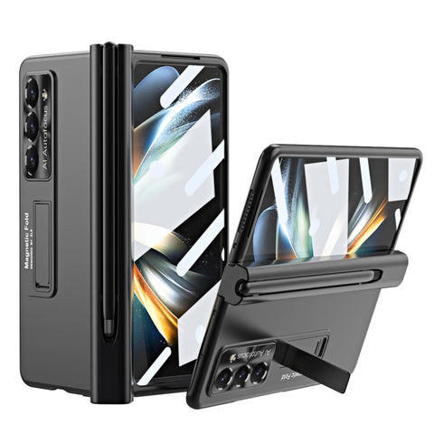 Electroplating Corrugated Hinge Folding Phone Case with Pen Slot, For Samsung Galaxy Z Fold5