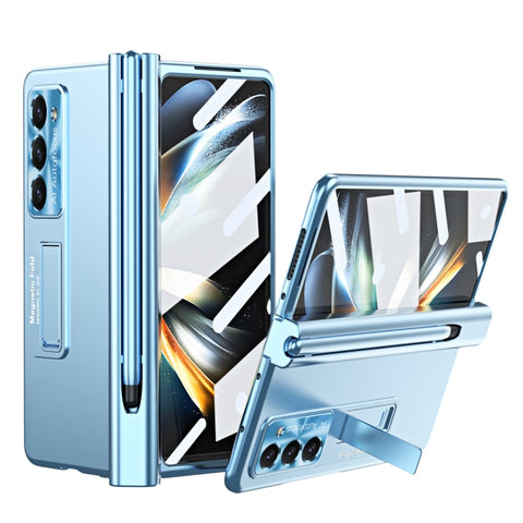 Electroplating Corrugated Hinge Folding Phone Case with Pen Slot, For Samsung Galaxy Z Fold5