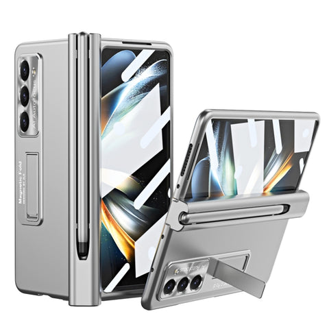 Electroplating Corrugated Hinge Folding Phone Case with Pen Slot, For Samsung Galaxy Z Fold5