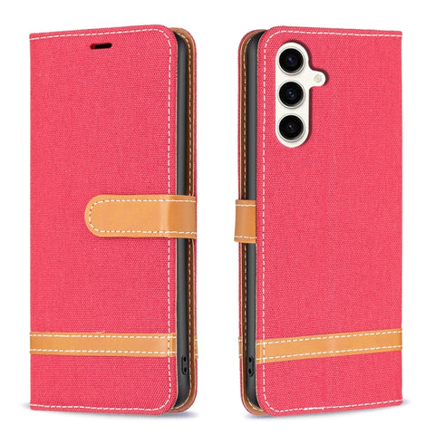 Color Block Denim Texture Leather Phone Case, For Samsung Galaxy S24+ 5G, For Samsung Galaxy S23 FE 5G, For Samsung Galaxy S24 5G