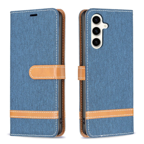Color Block Denim Texture Leather Phone Case, For Samsung Galaxy S24+ 5G, For Samsung Galaxy S23 FE 5G, For Samsung Galaxy S24 5G