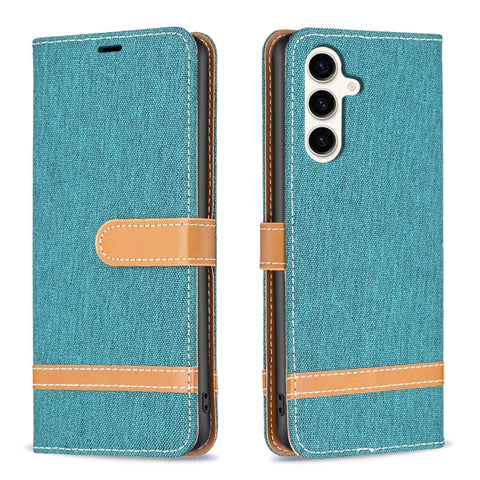 Color Block Denim Texture Leather Phone Case, For Samsung Galaxy S24+ 5G, For Samsung Galaxy S23 FE 5G, For Samsung Galaxy S24 5G
