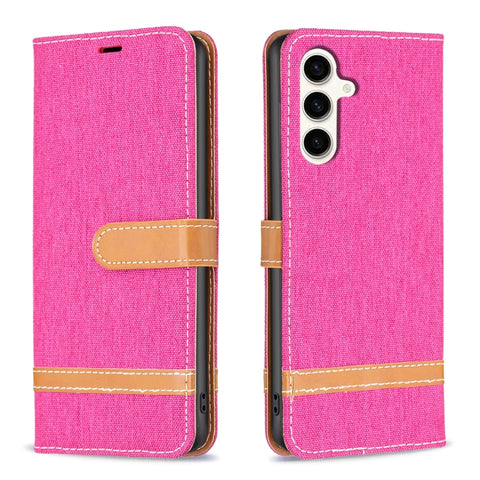 Color Block Denim Texture Leather Phone Case, For Samsung Galaxy S24+ 5G, For Samsung Galaxy S23 FE 5G, For Samsung Galaxy S24 5G