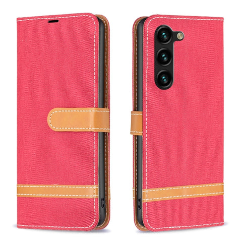 Color Block Denim Texture Leather Phone Case, For Samsung Galaxy S24+ 5G, For Samsung Galaxy S23 FE 5G, For Samsung Galaxy S24 5G