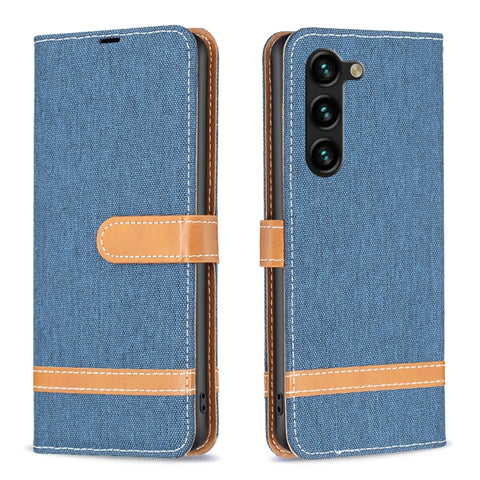 Color Block Denim Texture Leather Phone Case, For Samsung Galaxy S24+ 5G, For Samsung Galaxy S23 FE 5G, For Samsung Galaxy S24 5G