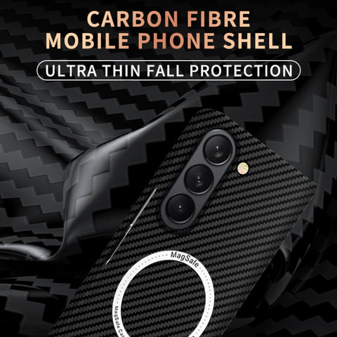 Carbon Fiber Texture MagSafe Magnetic Phone Case, For Samsung Galaxy Z Fold5, For Samsung Galaxy Z Flip5