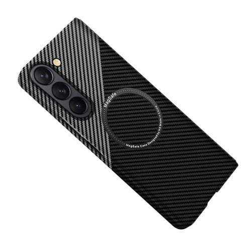 Carbon Fiber Texture MagSafe Magnetic Phone Case, For Samsung Galaxy Z Fold5, For Samsung Galaxy Z Flip5