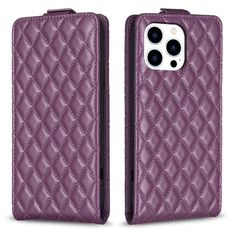 Diamond Lattice Vertical Flip Leather Phone Case, For iPhone 16 Pro Max, For iPhone 16 Pro, For iPhone 16 Plus, For iPhone 16, For iPhone 15 Pro Max, For iPhone 15 Pro, For iPhone 15 Plus, For iPhone 15