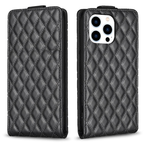 Diamond Lattice Vertical Flip Leather Phone Case, For iPhone 16 Pro Max, For iPhone 16 Pro, For iPhone 16 Plus, For iPhone 16, For iPhone 15 Pro Max, For iPhone 15 Pro, For iPhone 15 Plus, For iPhone 15