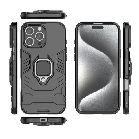 Shockproof PC + TPU Holder Phone Case, For iPhone 16 Pro Max, For iPhone 16 Pro, For iPhone 16 Plus, For iPhone 16, For iPhone 15 Pro Max, For iPhone 15 Pro, For iPhone 15 Plus, For iPhone 15