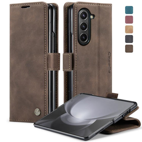 CaseMe-013 Multifunctional Retro Frosted Leather Phone Case, For Samsung Galaxy Z Fold5