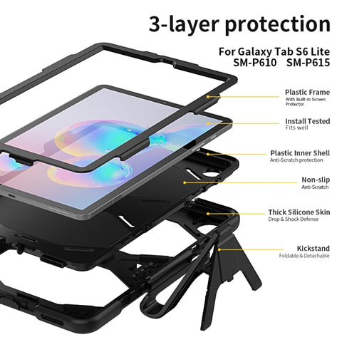 For Samsung Galaxy Tab S6 Lite P610 Shockproof Colorful Silicon + PC Protective Case with Holder & Pen Slot, For Samsung Galaxy Tab S6 Lite P610