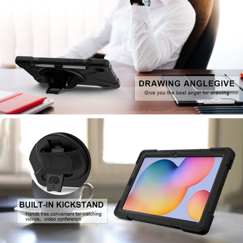 Shockproof Colorful Silicone + PC Protective Case with Holder & Shoulder Strap & Hand Strap & Pen Slot, For Samsung Galaxy Tab S6 Lite P610, For iPad Pro 12.9 2021 / 2020