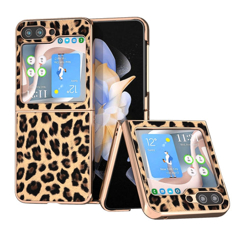 Nano Plating Leopard Print Phone Case, For Samsung Galaxy Z Flip6 / Flip7 FE, For Samsung Galaxy Z Fold5, For Samsung Galaxy Z Flip5