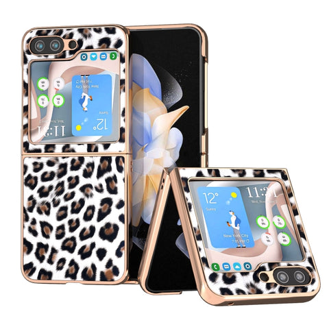 Nano Plating Leopard Print Phone Case, For Samsung Galaxy Z Flip6 / Flip7 FE, For Samsung Galaxy Z Fold5, For Samsung Galaxy Z Flip5
